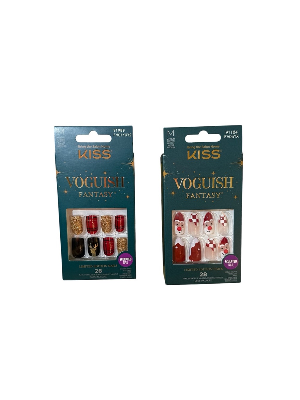 Kiss Voguish Fantasy Medium Square/Almond Christmas Holiday Press On Nails